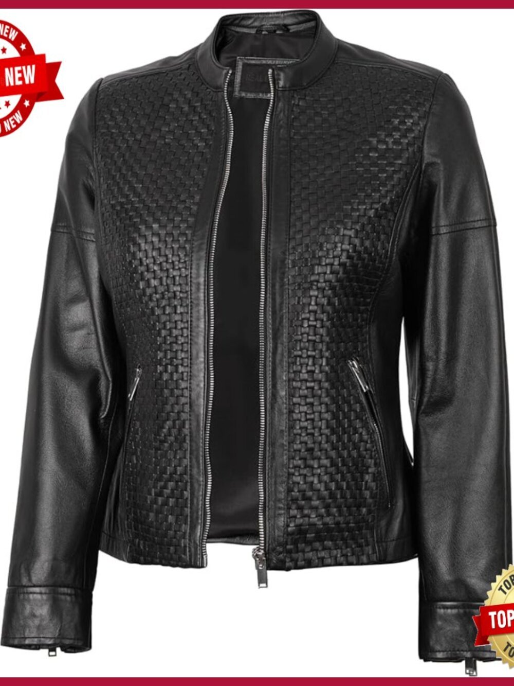 Lambskin Leather Jacket, Cafe Racer Style, Zipper Closure, All Seasons